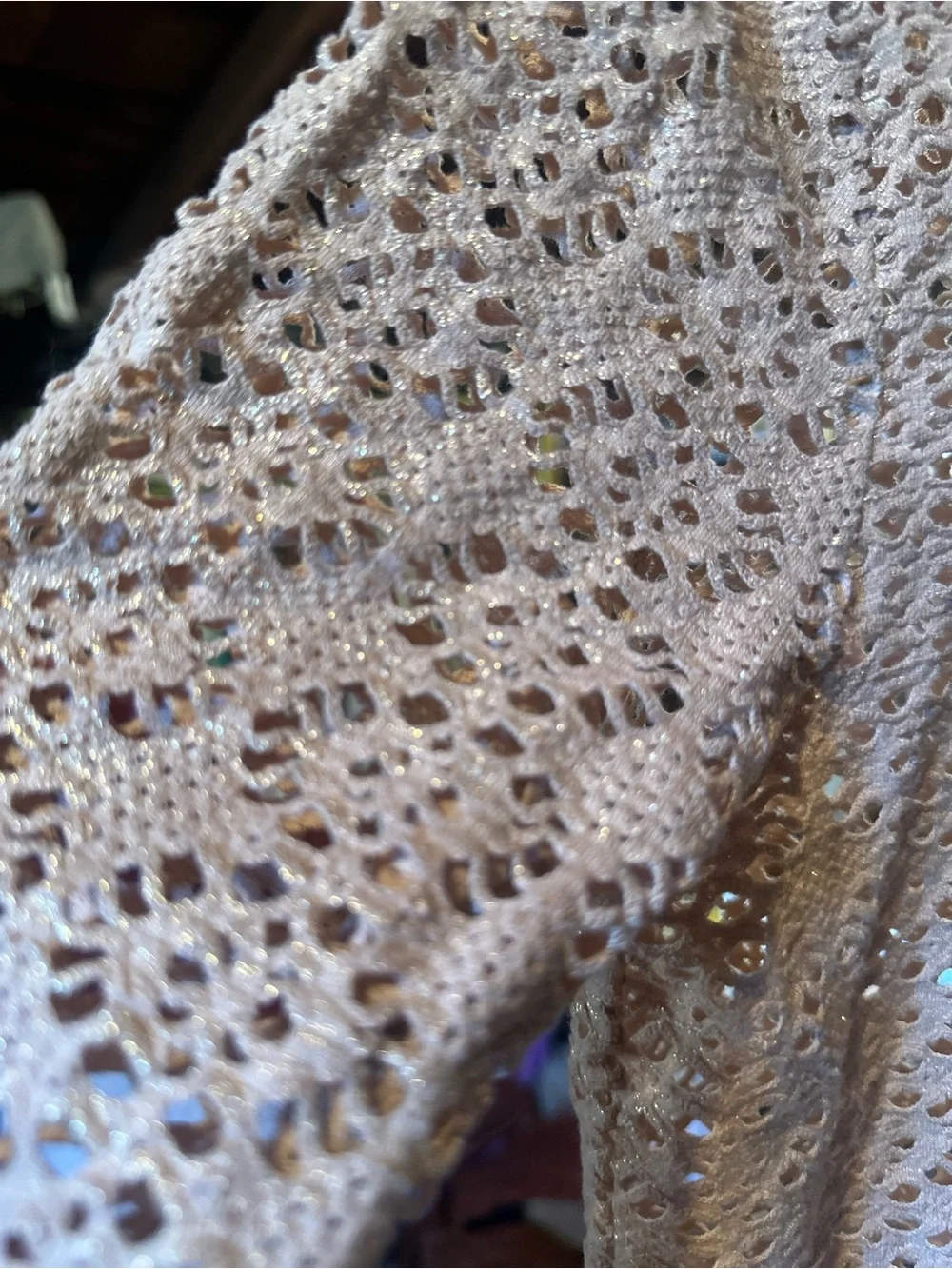 Free People Crochet Lace Long Sleeve Top in Light Beige
